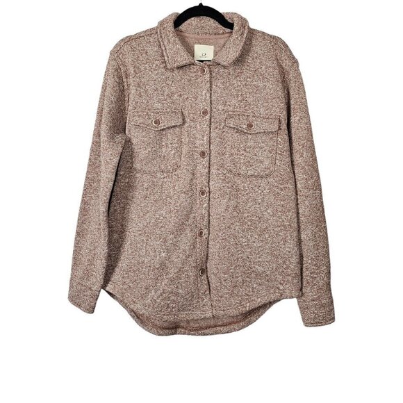 Thread & Supply Longline Sweatshirt Knit Button Up Shacket - Picture 1 of 7